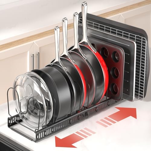 ORDORA Pots and Pans Lid Organizer under Cabinet, 12 Dividers, Black - Image 2