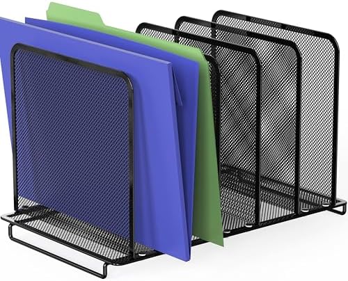 Simple Houseware Expandable 5 Section Upright File Sorter Organizer, Black by SimpleHouseware