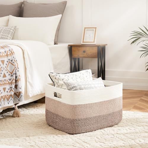 Artfeel Blanket Basket,Rectangle Woven Baskets for Storage,65L Laundry Basket for Decorative Nursery Blanket,Toys,Dirty Clothes and Magazine in Shelves,Baby Room,and Living Room - Image 2