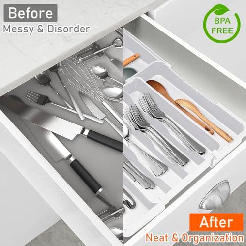 Spaclear Adjustable Silverware Drawer Organizer, Utensil Tray for Kitchen - Image 5