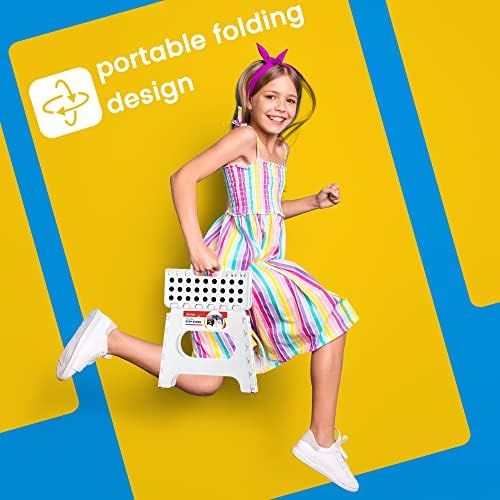 ACSTEP 12 Pack 11 Inch Folding Step Stool, Sturdy Plastic Foldable Step Stool for Kids & Adults, Non Slip Lightweight Collapsible Foot Stools Holds 300 lbs, Ideal for Kitchen, Bathroom, Outdoor, White - Image 6