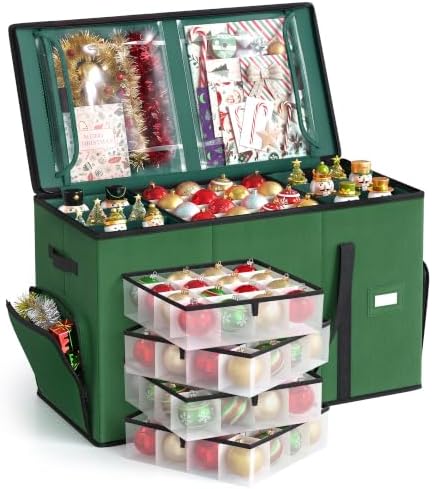 SONGMICS Christmas Ornament Storage Box with Dividers, 4 Tiers by SONGMICSbySONGMICSHOME