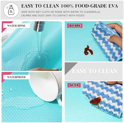 10Pcs Refrigerator Liners, Washable Fridge Liner Shelf Mats Refrigerator Pads for Cupboard Cabinet Drawer Home Kitchen Accessories Organization (Blue) - Image 4