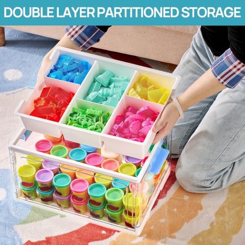 Vtopmart 24 QT Blue Clear Craft Organizer with Tray & Dividers, 1 Pack - Image 5