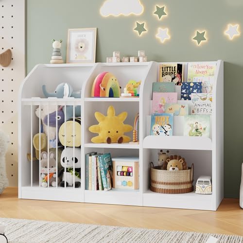 ONBRILL Toy Organizer with Bookshelf & Stuffed Animal Storage, White by ONBRILL