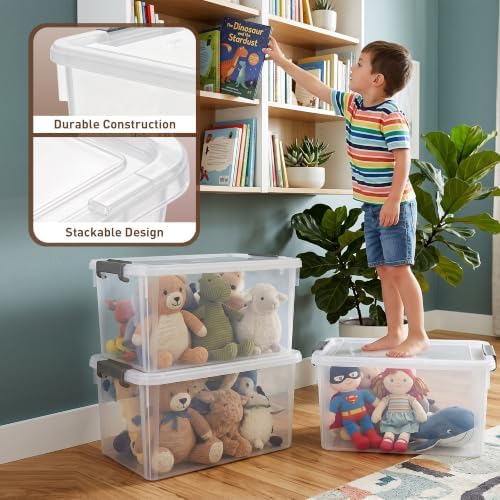 Citylife 8-Pack 32 QT Clear Plastic Storage Bins with Latching Lids - Image 6