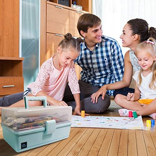 WEWLINE Sewing Storage Organizer Box 13-Inch Art Storage Box Craft Organizer 3-Layers with Handle Craft Art Bin Portable for Home School Office Travel - Image 4
