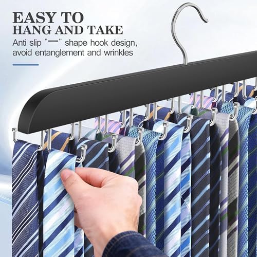 Tie Rack Hanger for Closet,2 Blet Organizer for Men with 20 Foldable Hooks - Image 5
