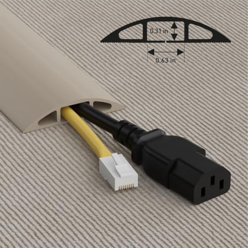 D-Line 15ft Floor Cord Cover, Cable Protector, Hide Extension Cords, Protect Cords, Prevent Cable Trips, Heavy Duty Cord Hider - Cable Cavity = 0.63" (W) x 0.31" (H) - Beige - Image 3