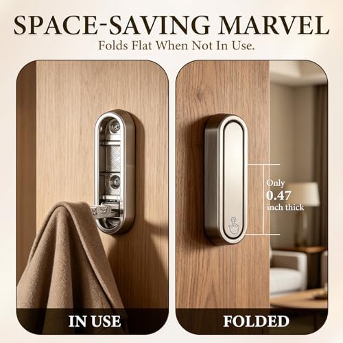 Foldable Wall Hooks, 4 Pack Silver Heavy Duty Coat Hooks, Screw Mounted - Image 4
