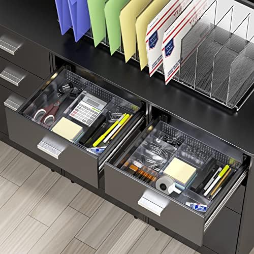 Simple Houseware Drawer Organizer Tray, 9 Adjustable Compartments, Clear - Image 2