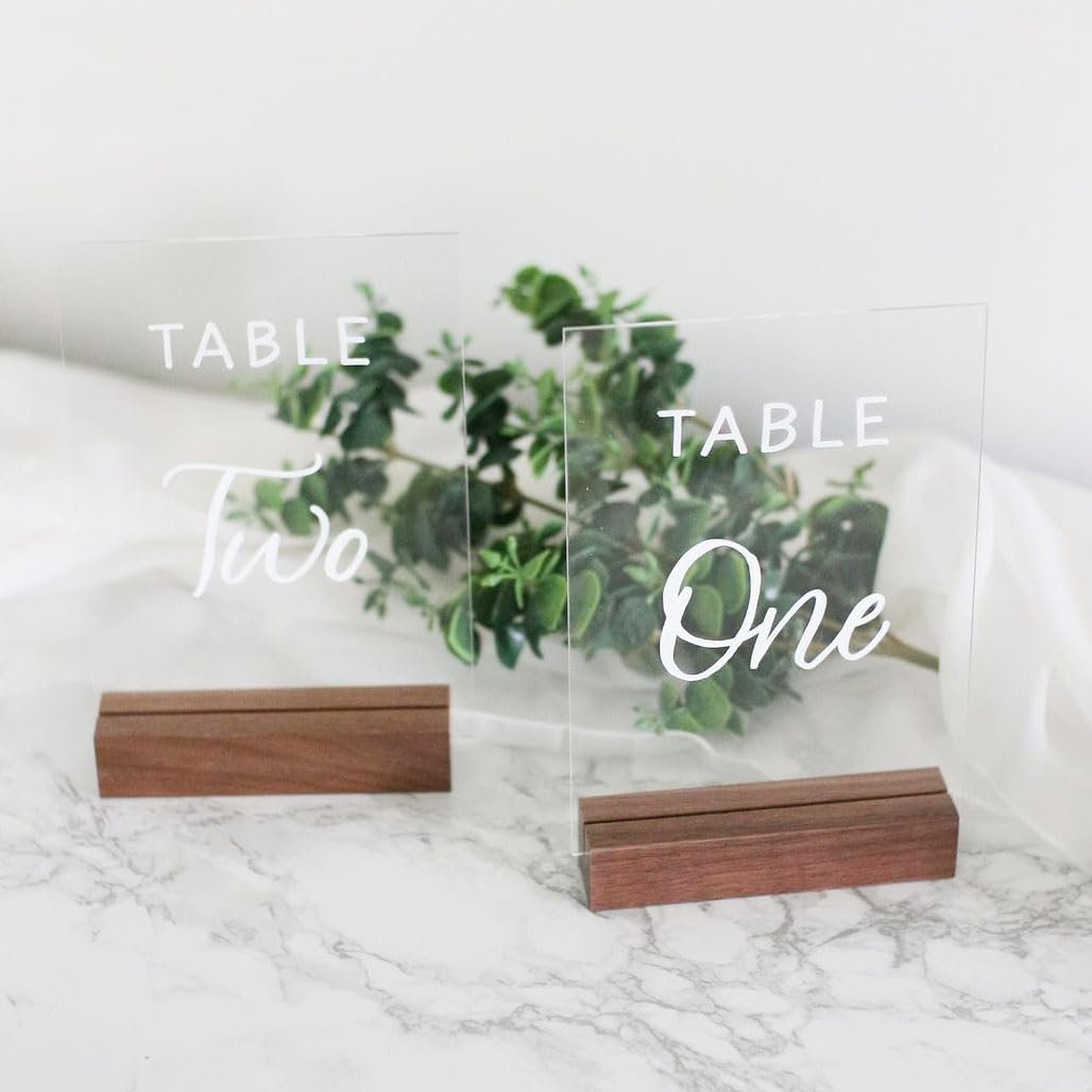 10 Pack Clear Blank Acrylic Sign for Table Numbers, 5x7 Inch Clear Acrylic Sheet Sign Blank 1/8 inch Thick, Use for DIY Table Signs for Wedding Party Events, Wood Stand NOT Included