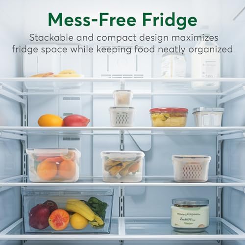 5 Set Fruit Storage Containers for Fridge with Colander, Produce & Veggie - Image 2