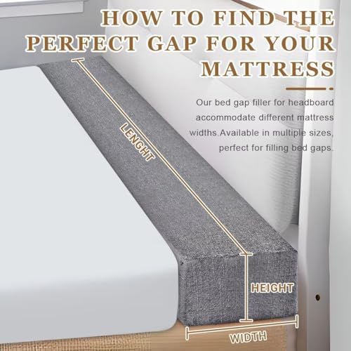 Bed Gap Filler,High-Density Bed Crack Filler with Removable Cover,Mattress Extender for Headboard Gap,Spacer Filler Between Mattress and Wall,Bed Wedge Gap Filler,Dark Gray,78"x4"x8", King - Image 2