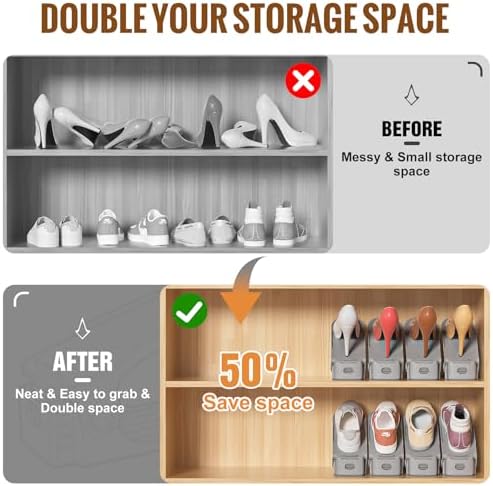 Neprock Shoe Slots Organizer for Closet, Shoe Storage Organizer Shoe Slots Organizer, Shoe Rack Organizer Space Saver Organizador De Zapatos for Closet Organization(36 Pack)(Grey) - Image 2