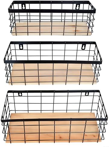 ShabbyDecor Metal Wire Basket for Kitchen Cabinets,Pantry,Bathroom,Set of 3 by ShabbyDecor