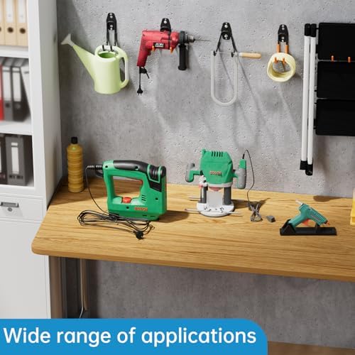 GeeWatom 2 Pack Garage Storage Utility Hooks，Garage Garden Tool Organizer，Steel Wall Mount Hooks, Garden Small U Hooks (Matte Black) - Image 7