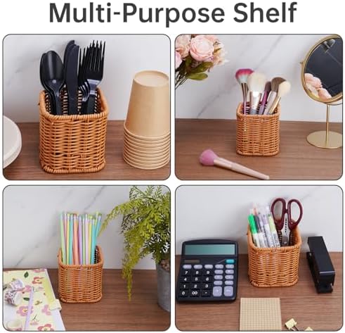 NiHome Remote Caddy, Bedside Remote Control Holder, Synthetic Rattan Organizer for TV Remotes, Makeup Brushes & Office Supplies, Stylish Remote Holder for Table, Living Room, Bedroom & Office - Image 7