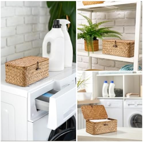 Dryer Sheet Holder, Woven Seagrass Dryer Sheets Container with Lid - Image 7