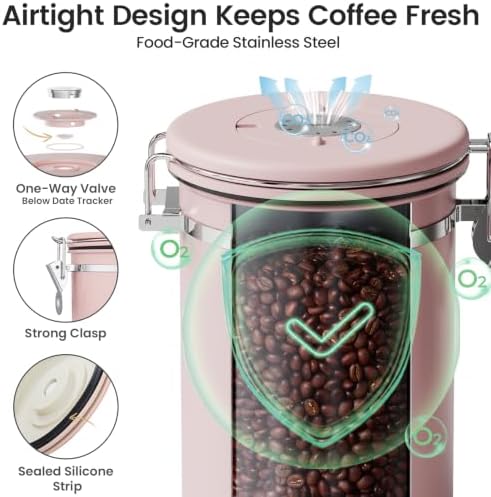 Veken Coffee Canister with Window, Airtight Stainless Steel Container, 22OZ - Image 5