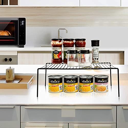 Kitchen Cabinet Shelf Organizer Set of 2, Large (15.7 x 9.4 inch) Metal Wire Pantry Storage Shelves, Dish Plate Racks for Cabinets, Freezer, Counter, Cupboard Organizers and Storage, Black - Image 7