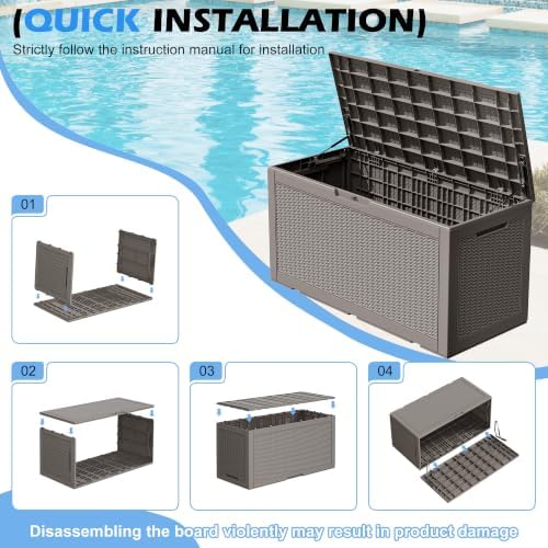 Outdoor Storage Box Waterproof, 110 Gallon Deck Box For Patio Storage - Image 6