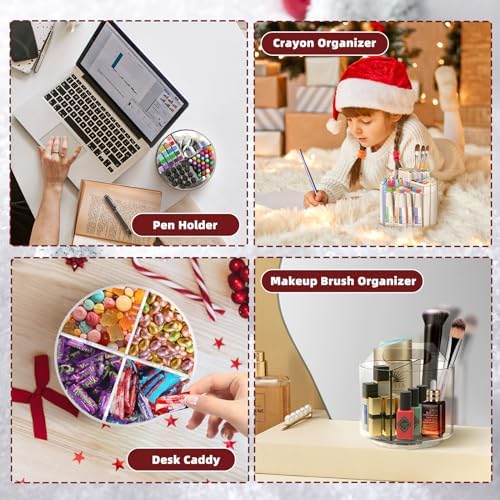 2 Pack Pen Pencil Holder for Kids, Rotating Pen Holder for Desk Organizer, 4 Compartments Art Supply Marker Organizer and Storage, Kids Desk Organizer Marker Holder Caddy Art Supply Organizer for Desk - Image 5