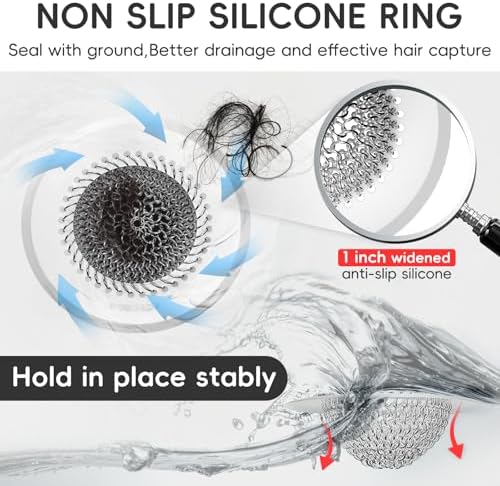 Hair Trap for Shower Drain, 4.4" Anti-Clog Tub Drain Cover, Silvery White - Image 2