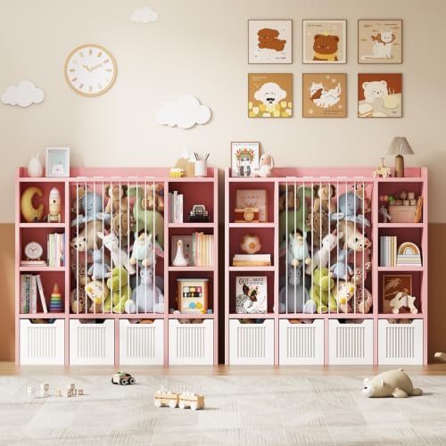 Toy Storage Organizer with Stuffed Animal Storage, Pink - Image 7