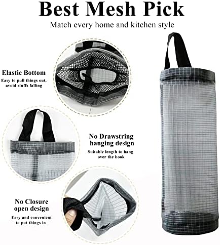 TOGETRUE Plastic Bag Holder, Mesh Grocery Bag Holder Hanging Storage Bag Dispenser (Dark Grey 2 Packs) - Image 3