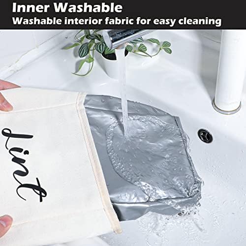 Kamehame Magnetic Lint Bin for Laundry Room Organization and Storage, Cotton Linen Lint Bag, Wall Mount Space Saving Washer Dryer Trash Can Collector - Image 3