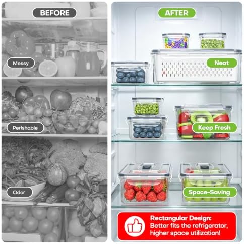 BOICHU 10Pack Fruit Storage Containers for Fridge with Colander and Lids - Image 6