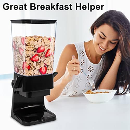 5L Cereal Dispenser Countertop with lids, Organization and Storage Containers for Kitchen and pantry, Rice Dispenser for food, Cereal, Beans, Nuts, Snack,Oatmeal, Dog Food, Bird Seed, Black, 1Pc - Image 3