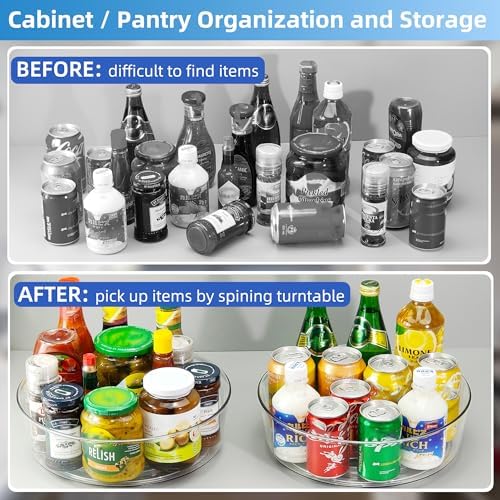 2 Pack Lazy Susan 11.5" Inch Turntable Organizer Organization Storage Container Bins Spice Rack Cabinet Rotating Condiment for Pantry Countertop Kitchen Vanity Bathroom Jewelry Holder Clear - Image 6