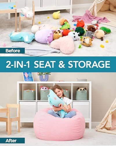 Huddle Designer Stuffed Animal Bean Bag Storage Chair Cover XL Pink - Image 2