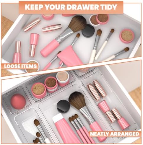 KICHLY 25-Piece Clear Drawer Organizer Set – Multi-Size Storage Trays - Image 5