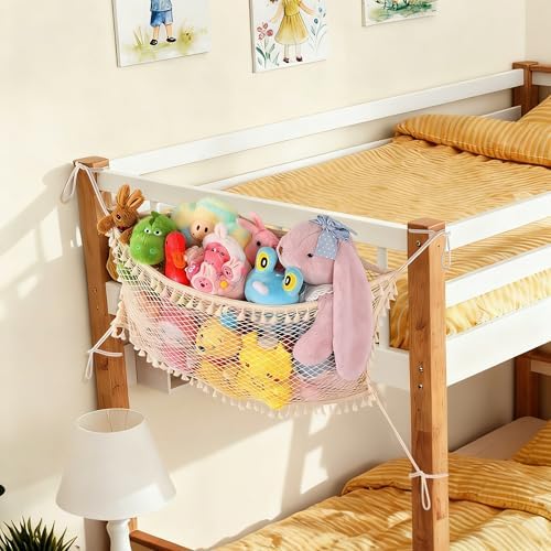 Stuffed Animal Storage Net, Large Bedside Toy Organizer Net, Cotton Plushie Toy Storage Hammock with Tether for Stuffed Animals Playroom Organization - Image 7