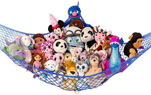 Large Stuffed Animal Storage Hammock 1 Pack | Holds 12 lbs | Corner Stuffed Animal Organizer | Plushie Net for Stuffed Animals | Stuffy Storage, Cute Bedroom, Room Decor | Blue by LillysLove