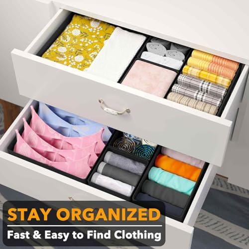 SpaceAid Drawer Organizer for Clothes, 6 Pack Dresser Drawer Organizer Bins, Closet Organizers and Storage Dividers for Clothing, Underwears, Socks (Black) - Image 3