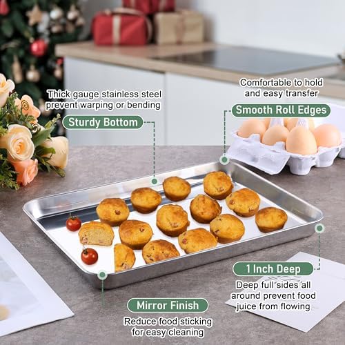 Homikit Quarter Sheet Pan with Wire Rack (2 Baking Sheet+2 Rack), 12" x 10" - Image 5