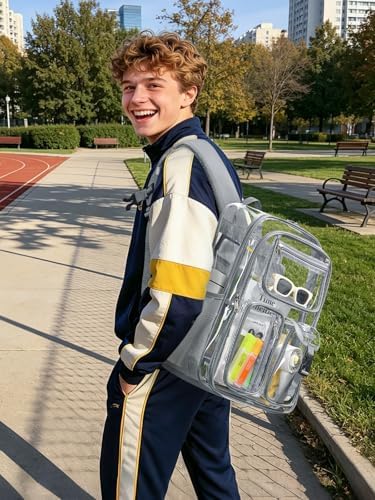 Clear Backpack for School, 17" Heavy Duty Double-Layer Clear Bookbag - Image 2