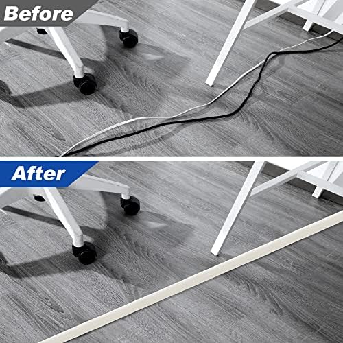 Floor Cable Cover 8FT Beige, Low Profile Wire Cover for Floor, Extension Cord Cover, Cord Cover Floor Protect Wires, Tough Cord Floor Cover, Floor Cable Management Cord Cavity: 0.47" (W) x 0.24" (H) - Image 6