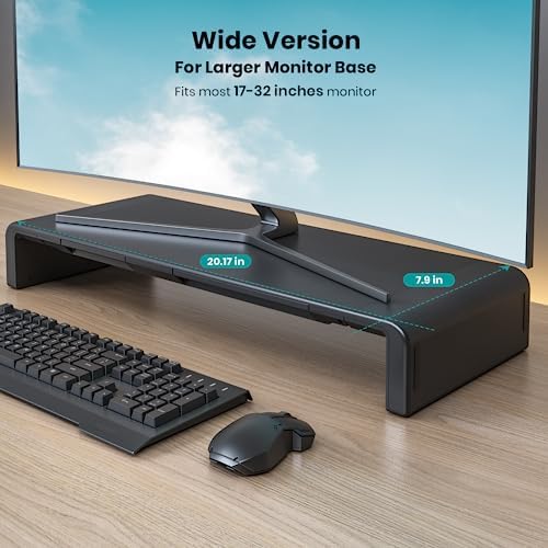 Klearlook Computer Monitor Stand for Desk, Adjustable Foldable Monitor Riser with Storage Drawer & Tablet Phone Holder for Office, Home, Laptop, Desktop (Black) - Image 2