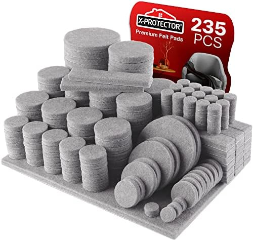 235 pc Gray Felt Furniture Pads X-Protector Huge Quantity of Furniture Pads by X-Protector