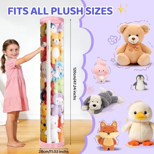 Stuffed Animal Storage Tube with Zipper, 47x11 Inch Large Capacity - Image 3