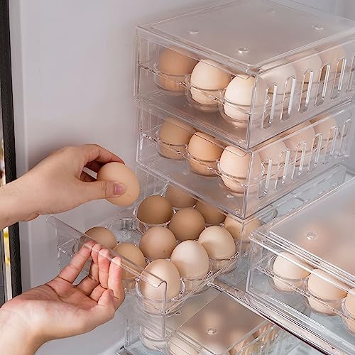 Ettori Egg Holder for Refrigerator Drawer Type Egg Container for Refrigerator BPA Free Fridge Organizer-12 Egg Storage,Stackable - Image 6