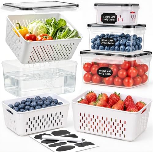 Freshmage 4 PCS Fruit storage Containers for Fridge,Food Storage Containers by Freshmage