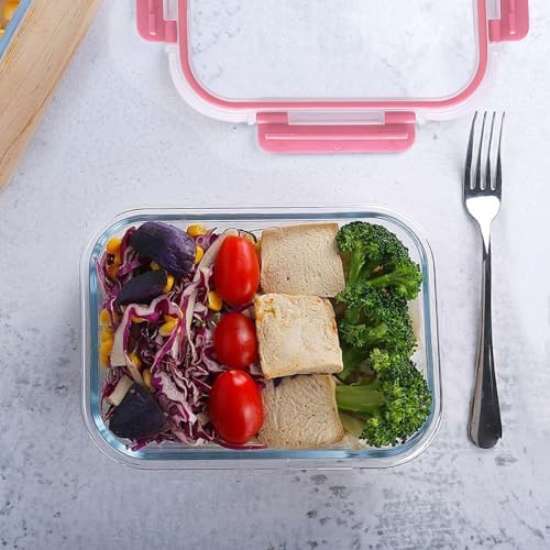 M MCIRCO 10 Pack Glass Food Storage Containers with Lids, Pink - Image 5