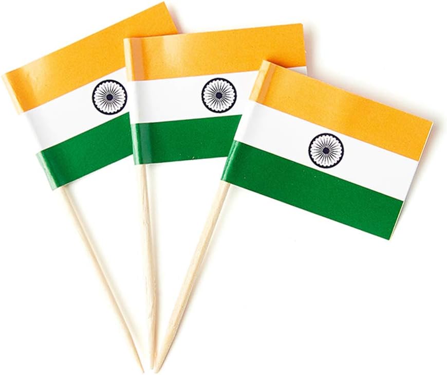 mflagperft India Flag Indian Flag, Small Mini India Toothpick Flags for Food, Cupcakes, Cocktails, Appetizers, Bar Party Decorations
