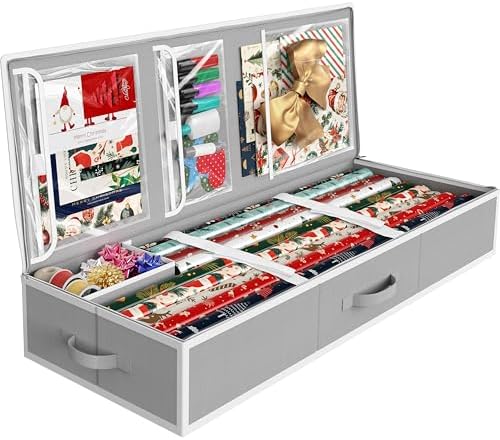 Simple Houseware 41.5" Wrapping Paper Organizer, Fits 40 Rolls, Gray by SimpleHouseware